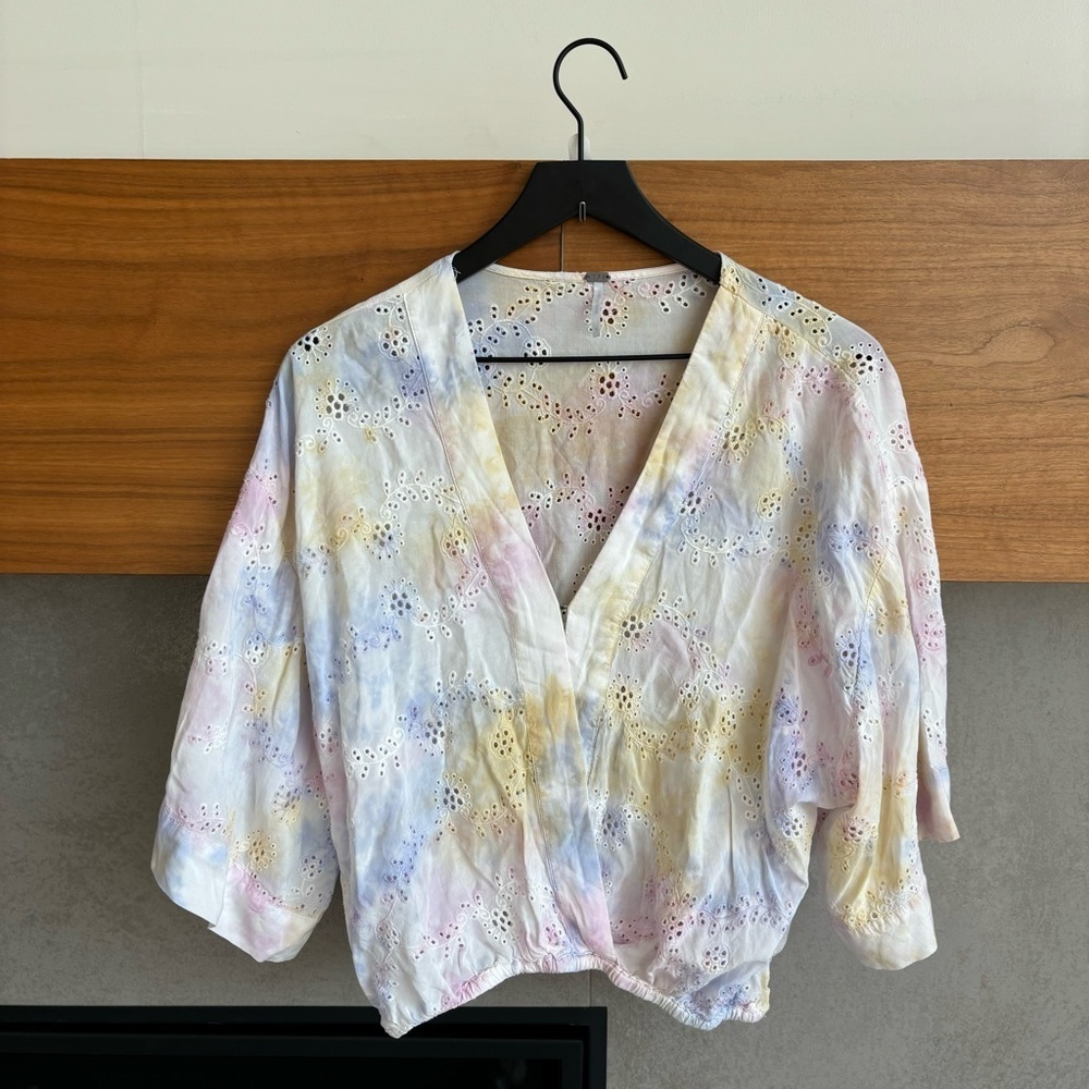 Young Fabulous & Broke Eyelet Tia Cropped Kimono Top, Size S